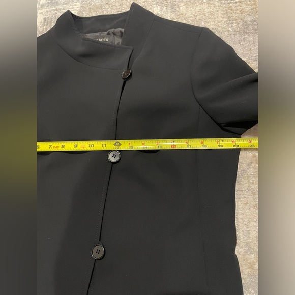 Talbots Blazer Jacket Black Lined Asymmetric Button Front Stand Collar Size 12 - Picture 7 of 9